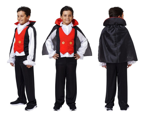 Fantasia Halloween Vampiro Drácula Infantil - Pronta Entrega